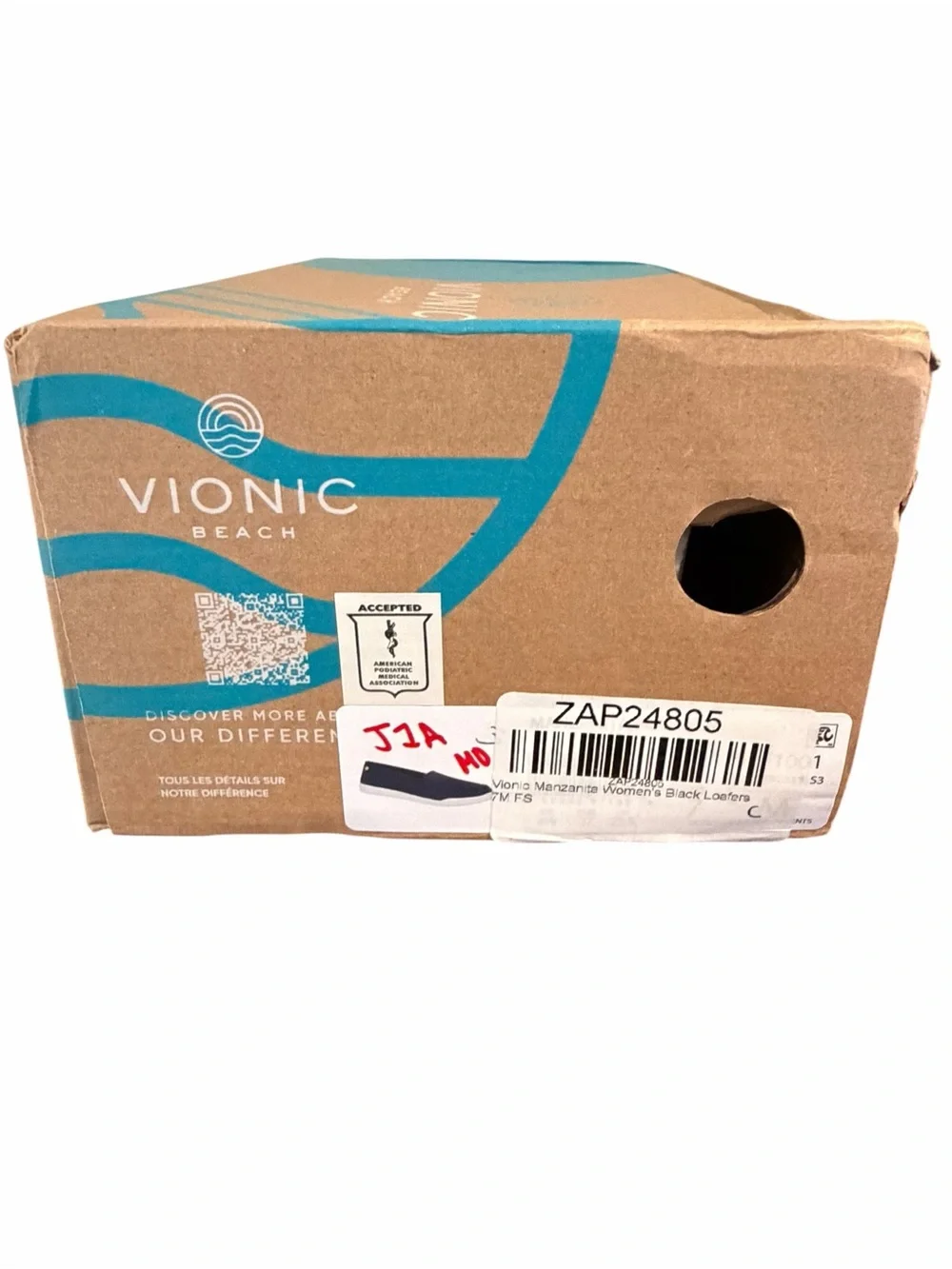 Vionic Beach Manzanita Black Canvas Slip On Comfort Shoes Size 7